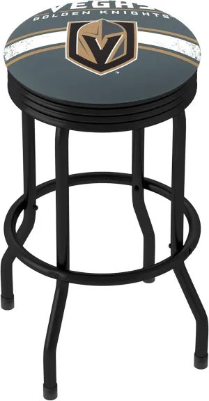 Trademark Global Bar Stool - Vegas Golden Knights Logo Stool with Retro Black Ribbed Side - Swivel Chair for Game Room, Garage, or Home Bar