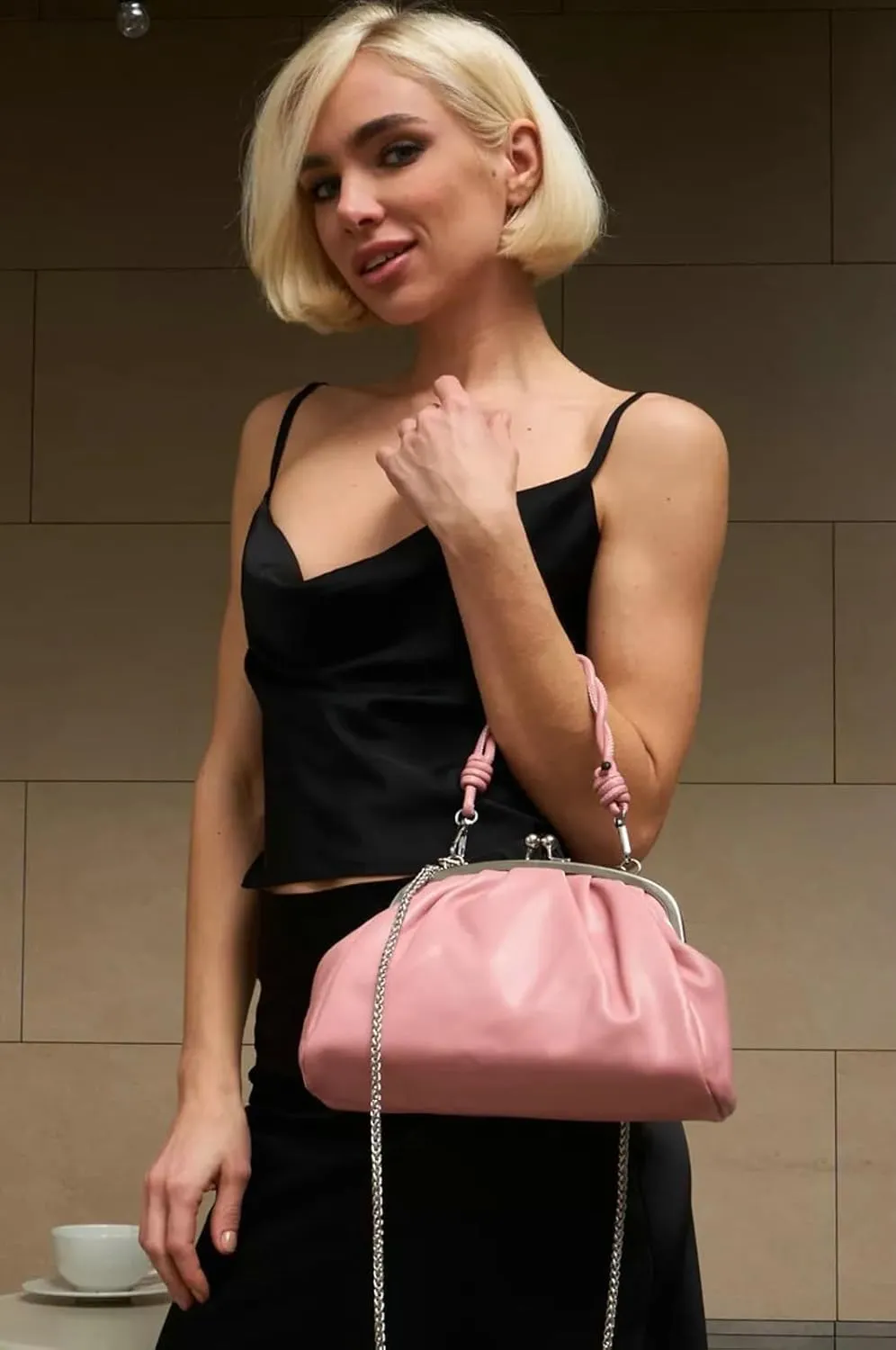 Trendy Pu Leather Kiss Lock Handbag 2025 Evening Clutch Purse Women Crossbody Shell Shoulder Bag Daily