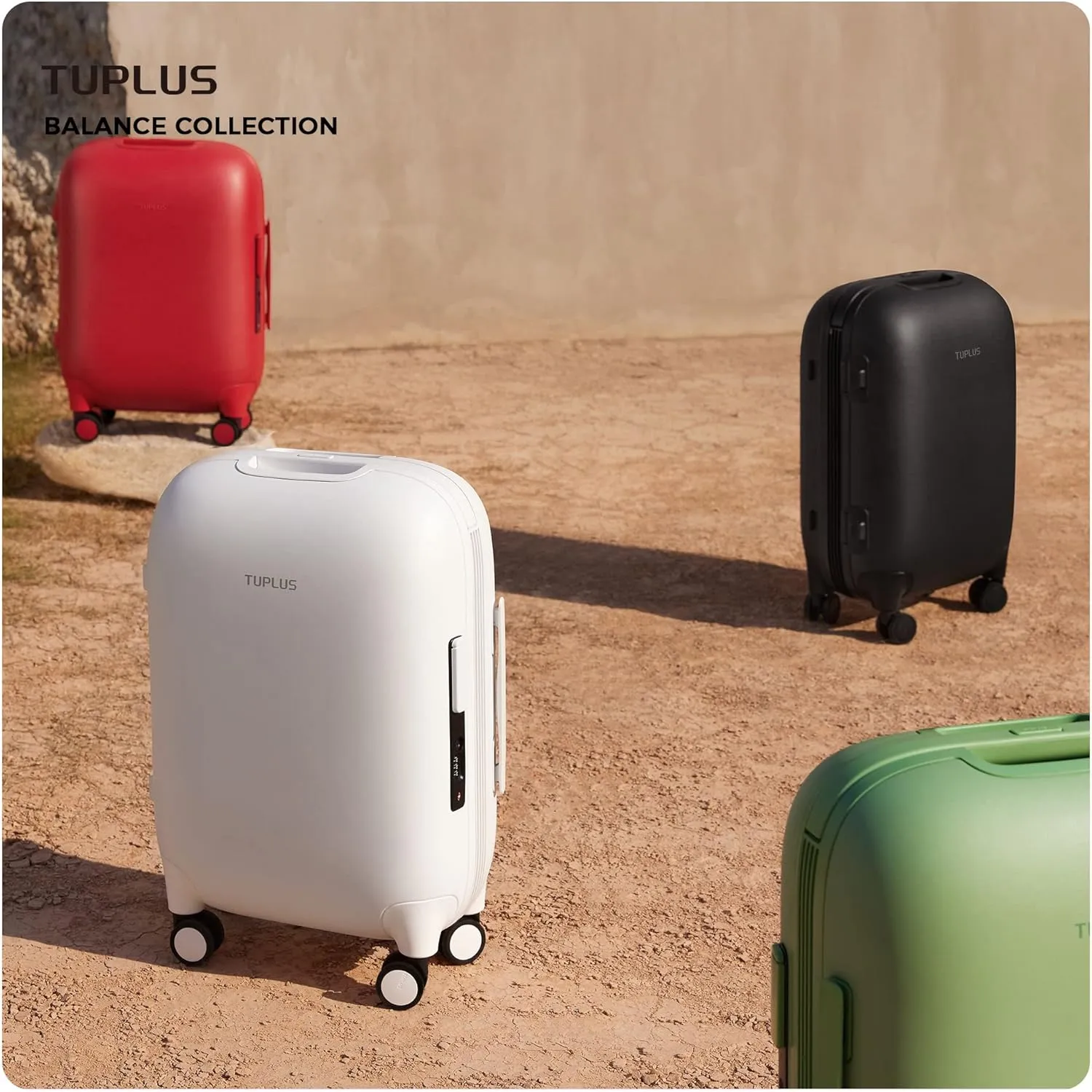TUPLUS Suitcase ABS Hard Shell Luggage Hold Check in Travel Case with 4 Spinner Wheels,TIME CAPSULE COLLECTION