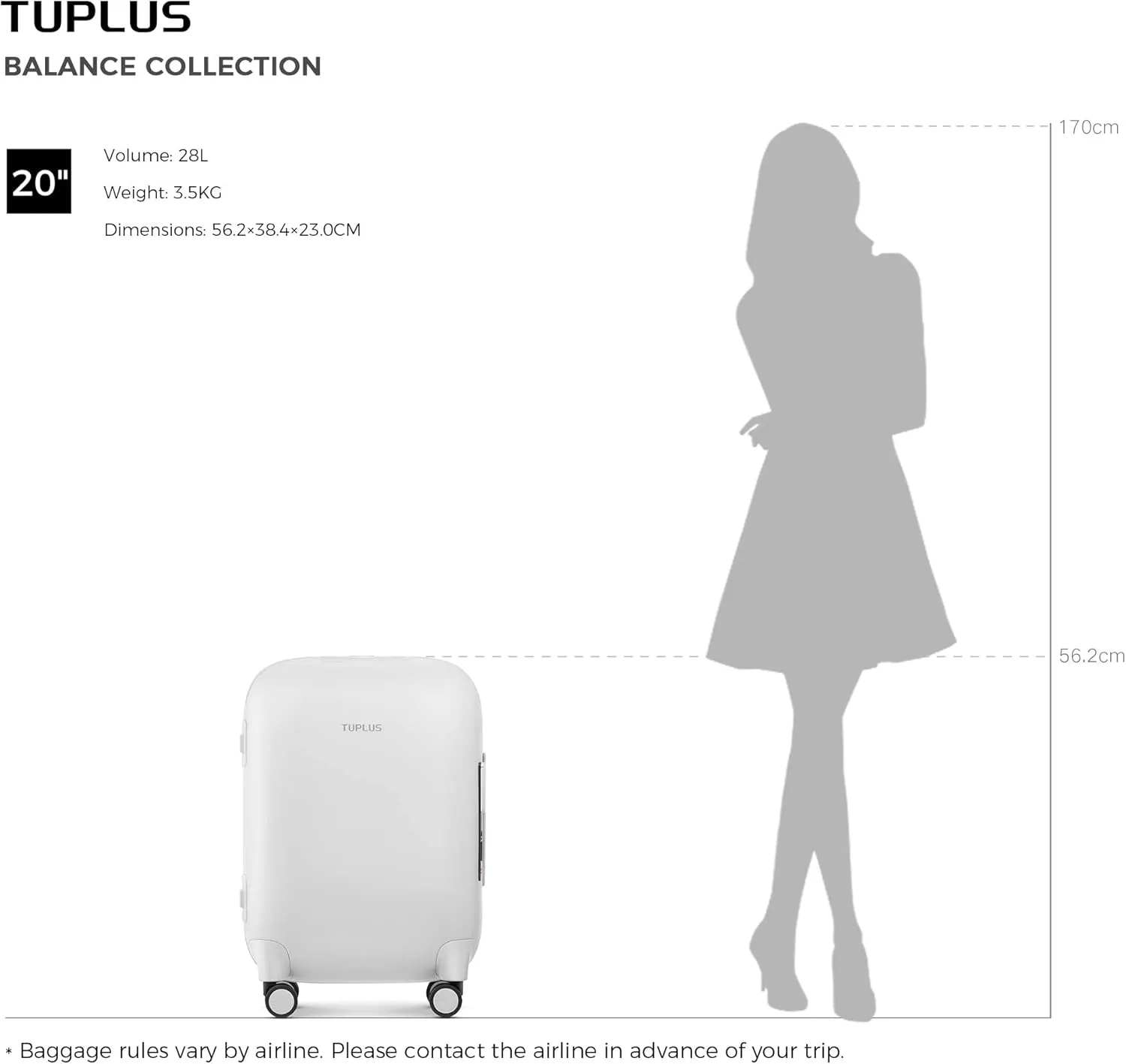 TUPLUS Suitcase ABS Hard Shell Luggage Hold Check in Travel Case with 4 Spinner Wheels,TIME CAPSULE COLLECTION