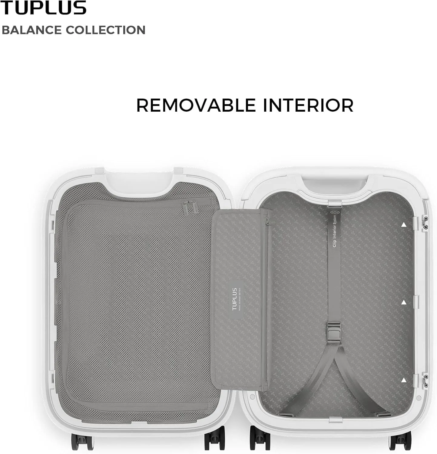 TUPLUS Suitcase ABS Hard Shell Luggage Hold Check in Travel Case with 4 Spinner Wheels,TIME CAPSULE COLLECTION