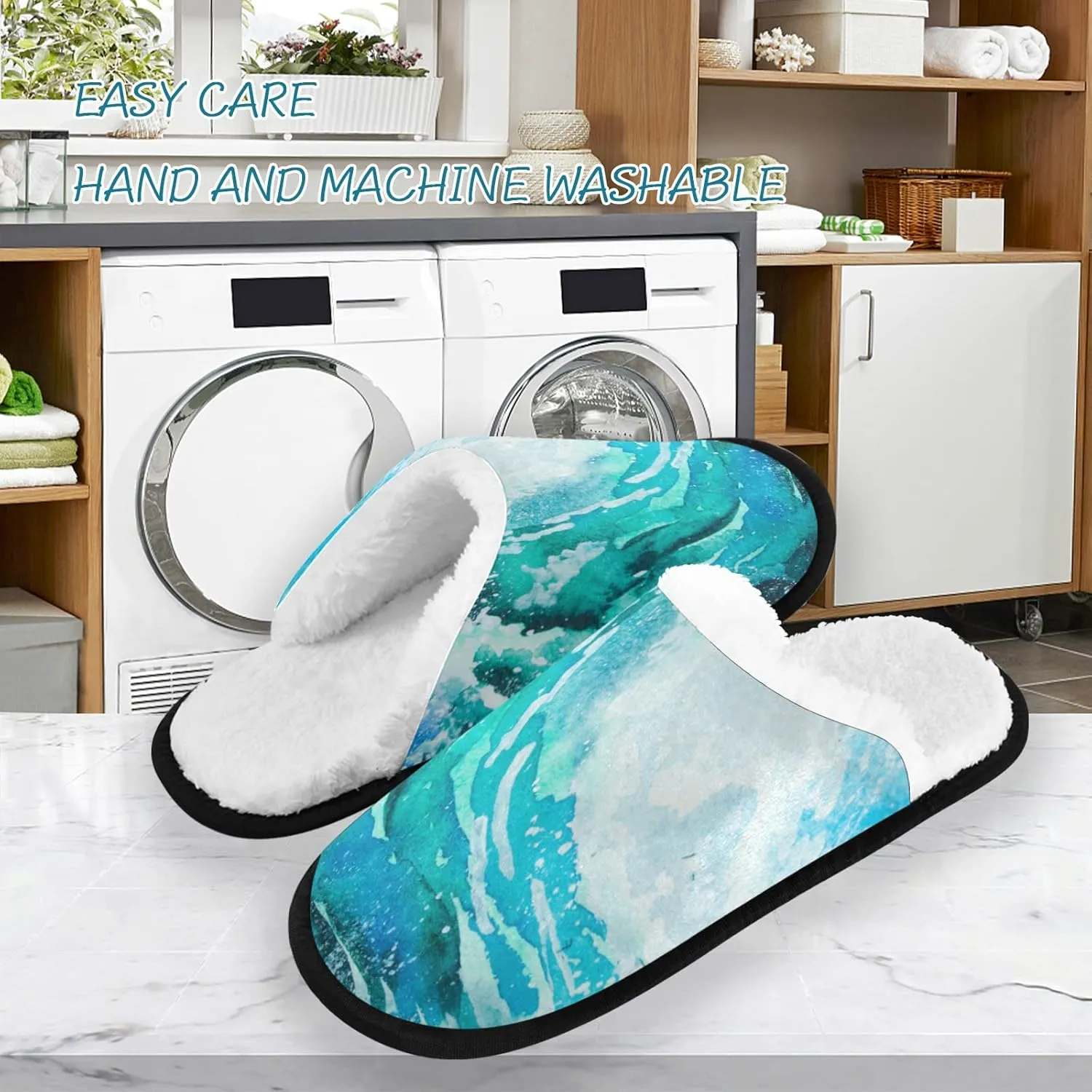 Unisex Slippers Fuzzy Feet Plush Cotton Slippers Anti-Slip Warm House Shoes M/L