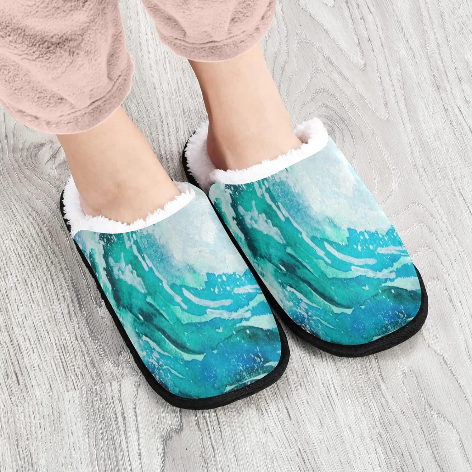 Unisex Slippers Fuzzy Feet Plush Cotton Slippers Anti-Slip Warm House Shoes M/L