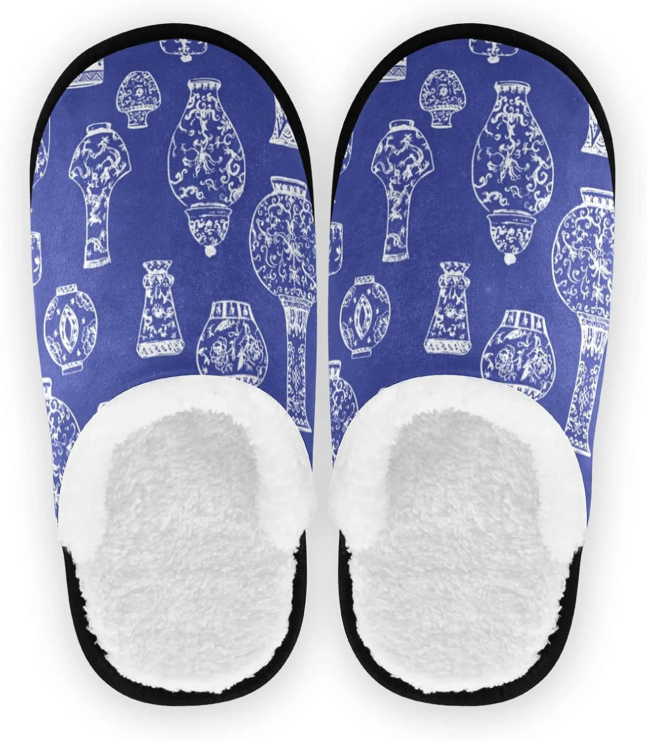 Unisex Slippers Fuzzy Feet Plush Slippers Anti-Slip Warm House Shoes M/L