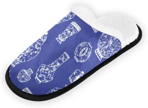 Unisex Slippers Fuzzy Feet Plush Slippers Anti-Slip Warm House Shoes M/L