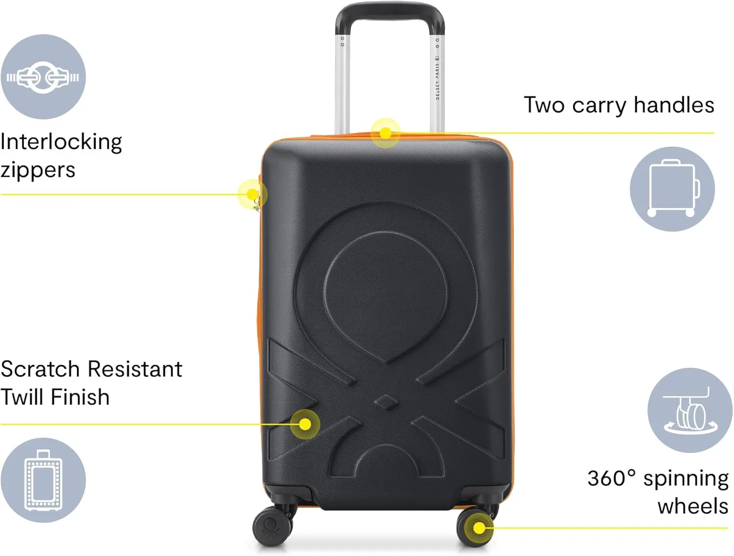 United Colors of Benetton Fabrica Hardside Luggage with Spinner Wheels, Green, Carry-On 19 Inch