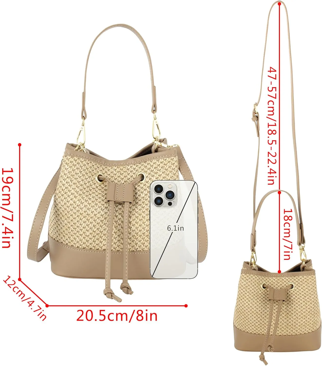 Van Caro Handwoven Cotton Straw Shoulder Bag Crochet Tassel Beach Bohemian Purse for Women