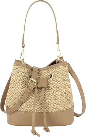 Van Caro Handwoven Cotton Straw Shoulder Bag Crochet Tassel Beach Bohemian Purse for Women