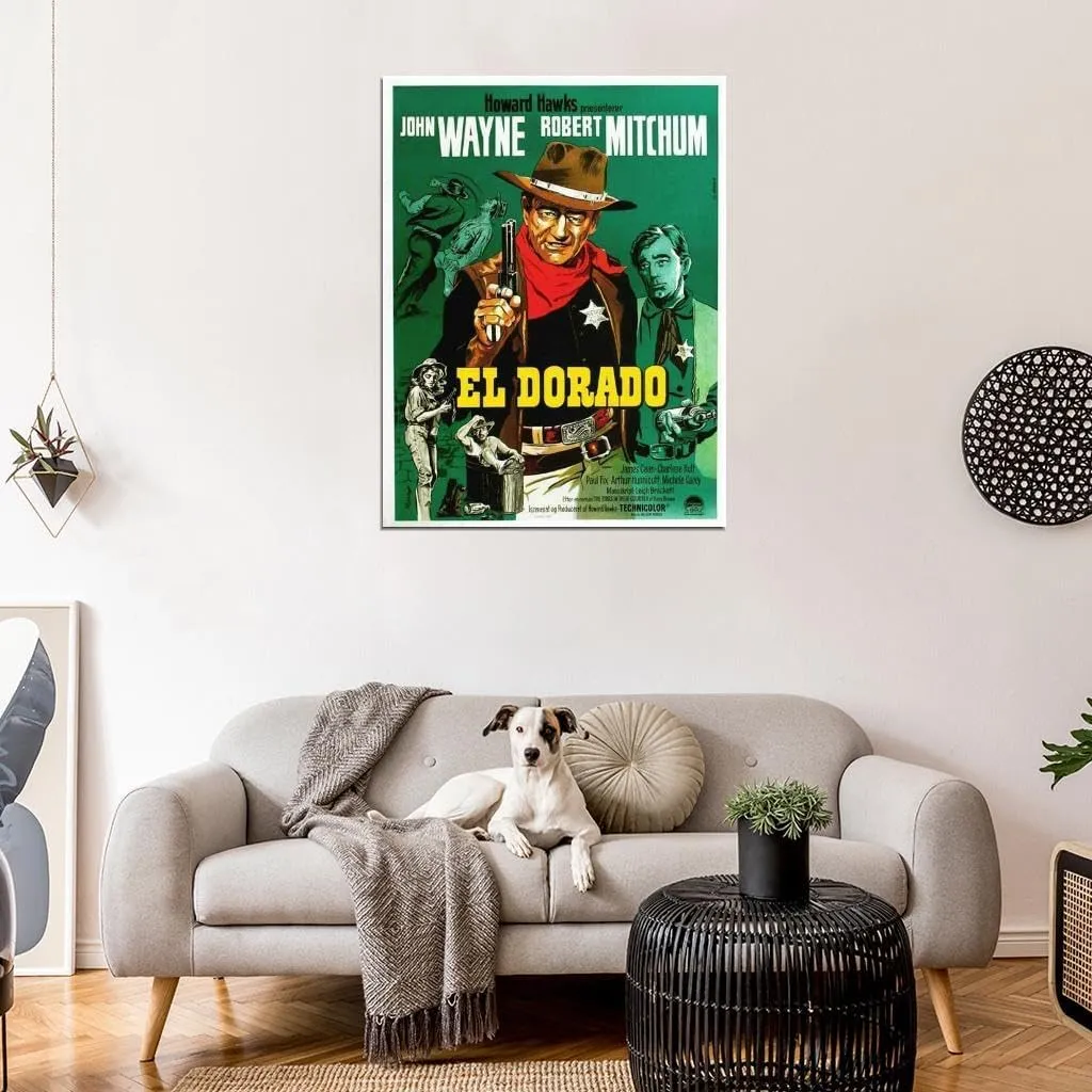 VANCOSTAR El Dorado Movie John Wayne Robert Mitchum James Caan Film Wall Art Print for Theater Movie Night Room Decor 18x24 Poster
