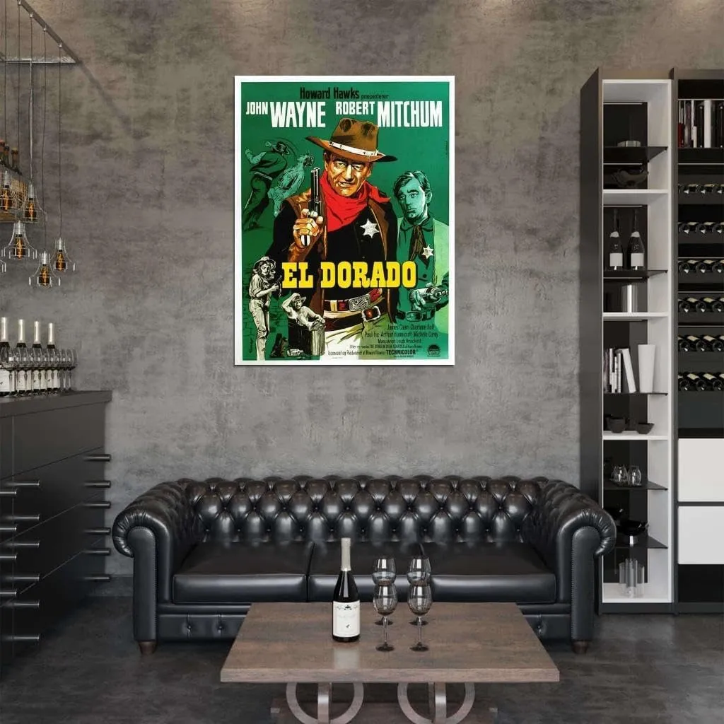 VANCOSTAR El Dorado Movie John Wayne Robert Mitchum James Caan Film Wall Art Print for Theater Movie Night Room Decor 18x24 Poster