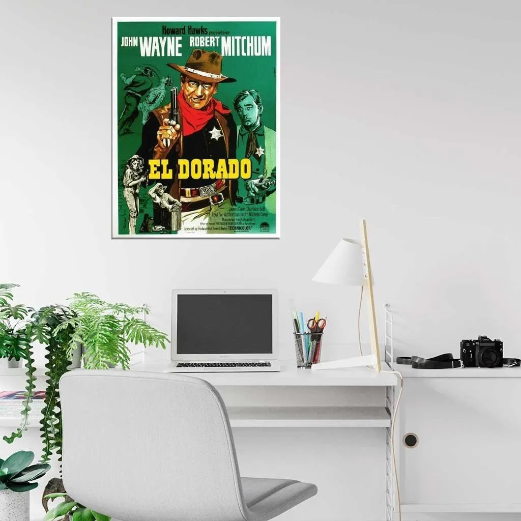 VANCOSTAR El Dorado Movie John Wayne Robert Mitchum James Caan Film Wall Art Print for Theater Movie Night Room Decor 18x24 Poster