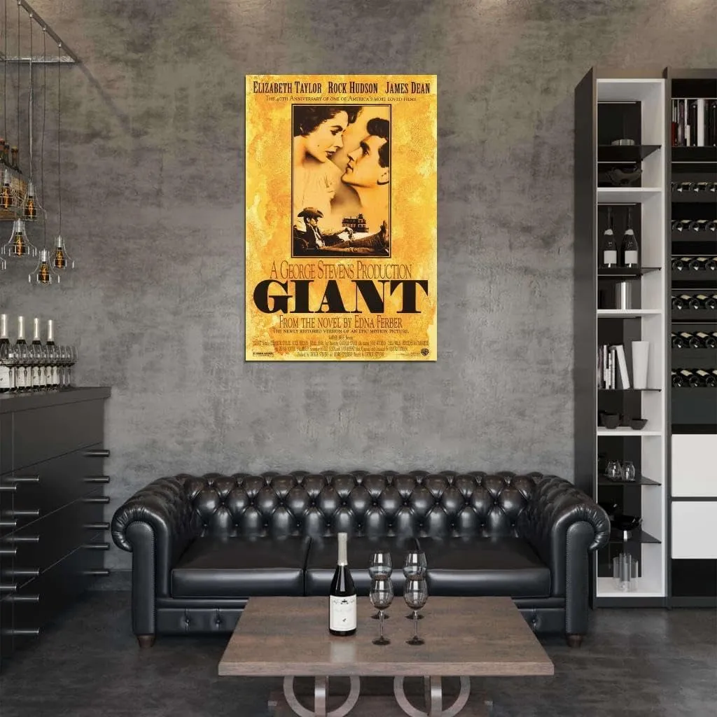 VANCOSTAR Giant Movie Elizabeth Taylor Rock Hudson James Dean Film Wall Art Print for Theater Movie Night Room Decor 18x24 Poster