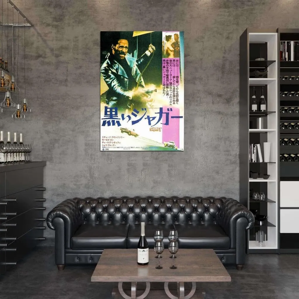 VANCOSTAR Shaft Movie Richard Roundtree Moses Gunn Japanese Film Wall Art Print for Theater Movie Night Room Decor 18x24 Poster