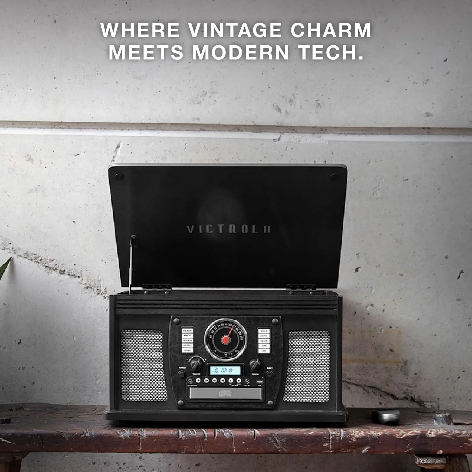 Victrola Navigator 8-in-1 Bluetooth Record Player with Built-in Speakers – 3 Speed, CD Player, Cassette, FM Radio, USB, RCA Out, Headphone Jack, Wireless Music Streaming, Real Wood, Espresso