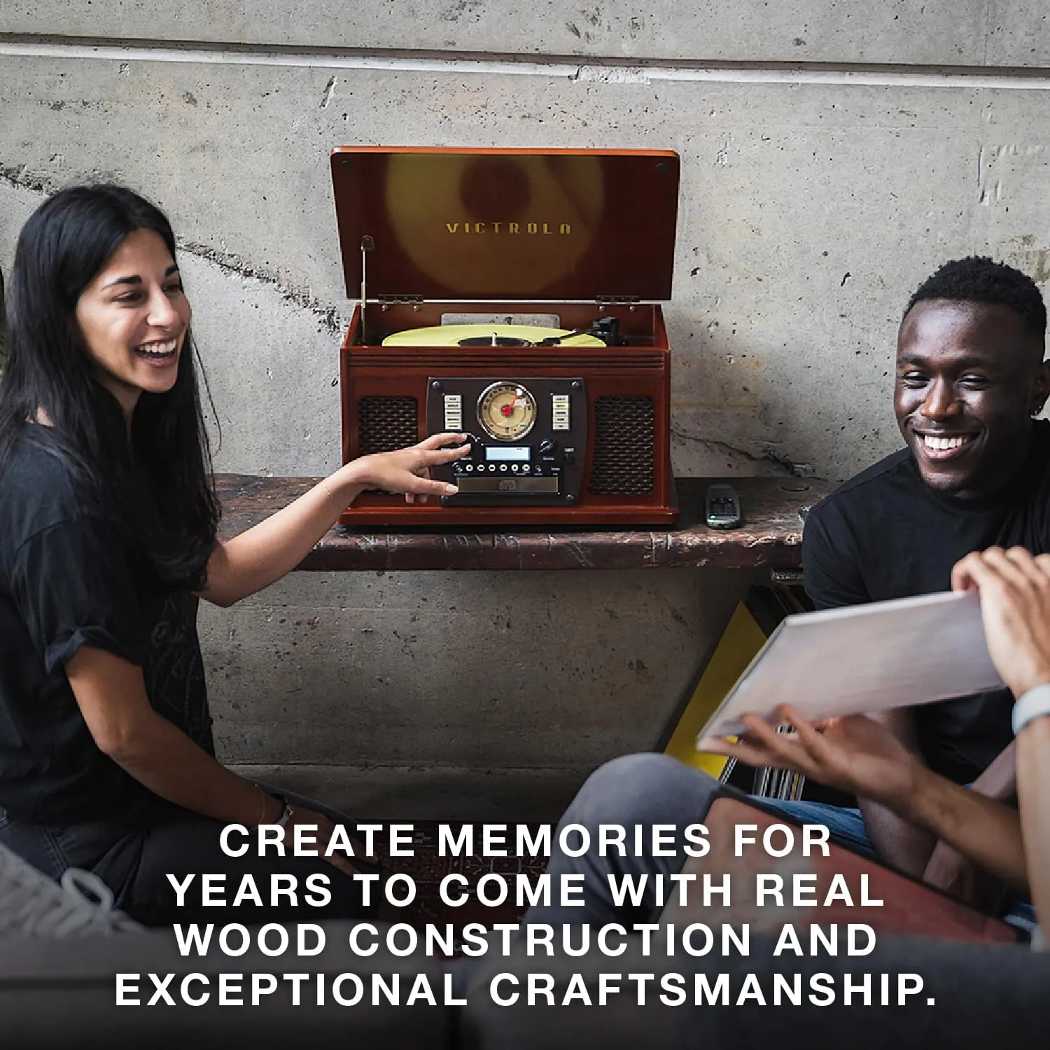 Victrola Navigator 8-in-1 Bluetooth Record Player with Built-in Speakers – 3 Speed, CD Player, Cassette, FM Radio, USB, RCA Out, Headphone Jack, Wireless Music Streaming, Real Wood, Espresso