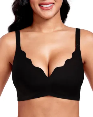 Vinfact Plunge V Bras for Women No Underwire Wireless Full Coverage Bralette Seamless T Shirt Everyday Sleep Bra