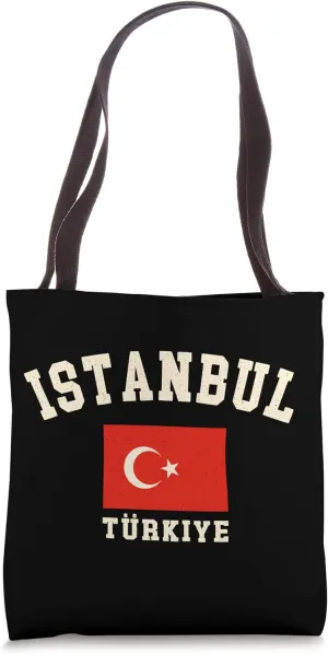 Vintage Istanbul Türkiye Turkish Flag Souvenir Retro Graphic Tote Bag