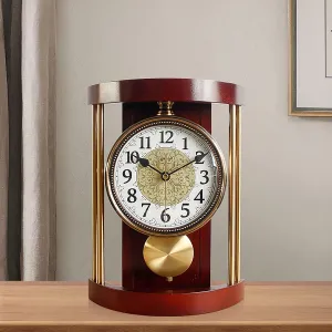 Vintage Mantel Clock Solid Wood Bedroom Decorative Table Clock Battery Operated Living Room Fireplace Clocks for Living Room Decor