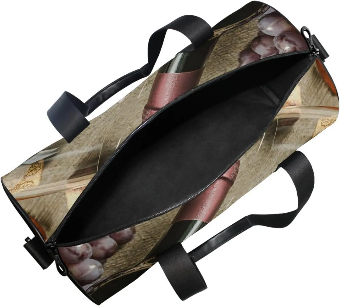 Vintage Red wine White Glasses Red Leaf Grapes Portable Gym Bag, Travel Bag, Luggage bag, Sports Bag, Toiletry Bag with Handles, Detachable Shoulder Strap 17.6 x 9 x 9 inch