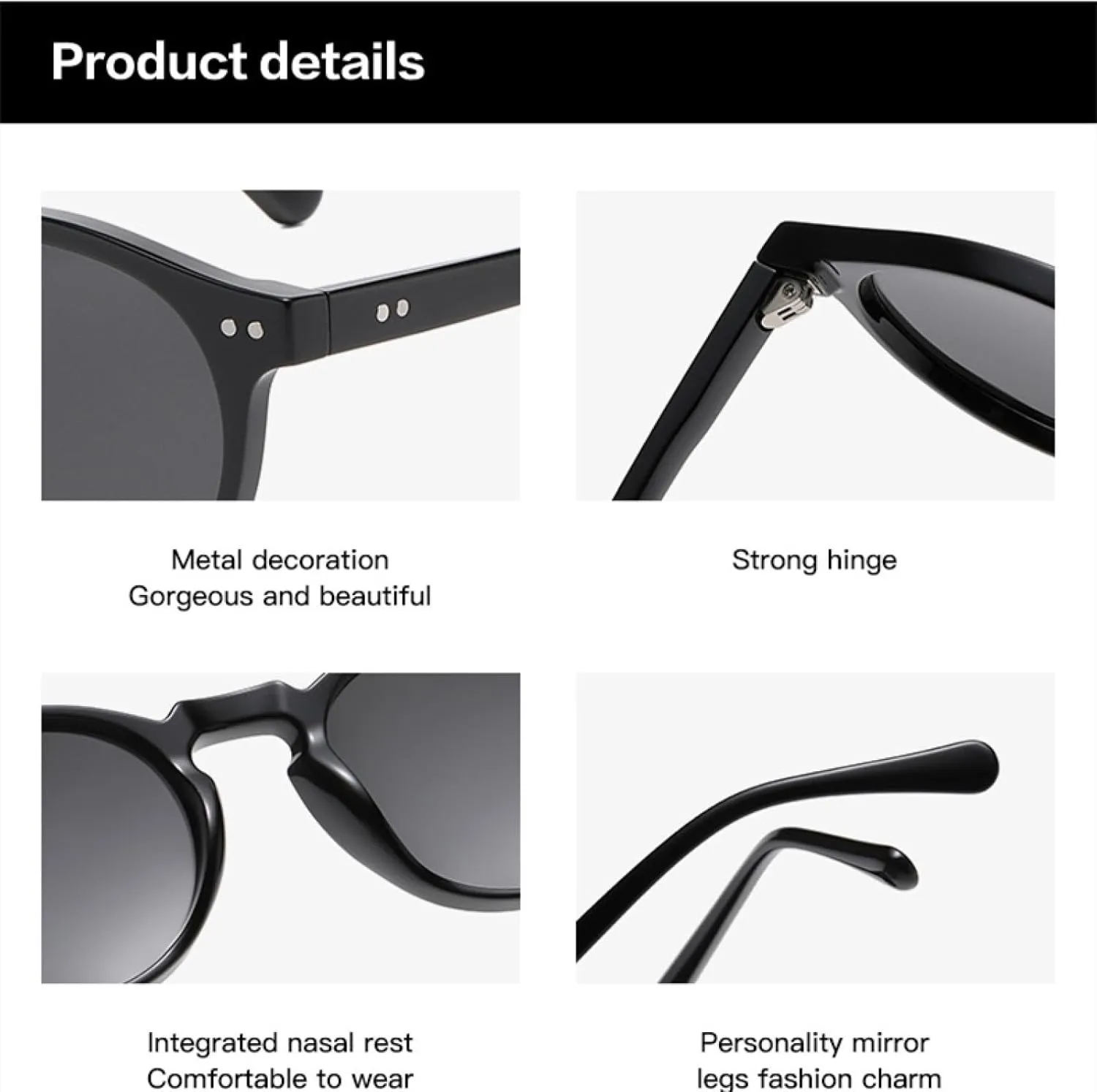 Vintage Round Men Sunglasses Fashion Rivets Women Trending Punk Uv400