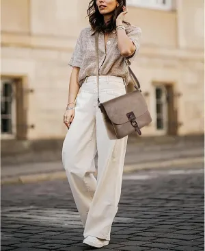 Vintage Style Vegan Leather Crossbody Bag, Brown Shoulder Purse with Built-in Wallet