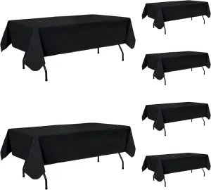 Vinyl Tablecloth with Flannel Backing-6 Pack Black 60x84 Inch Waterproof PEVA Table Cloth Outdoor Plastic Table Sheets-Wipeable Spillproof Oilcloth Covers for Picnic Party Camping Dining