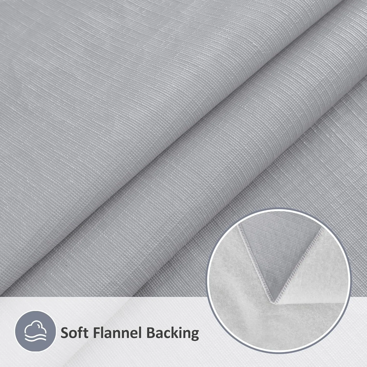 Vinyl Tablecloth with Flannel Backing-6 Pack Grey 60x84 Inch Waterproof PEVA Table Cloth Outdoor Plastic Table Sheets-Wipeable Spillproof Oilcloth Covers for Picnic Party Camping Dining