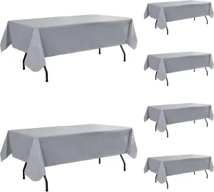 Vinyl Tablecloth with Flannel Backing-6 Pack Grey 60x84 Inch Waterproof PEVA Table Cloth Outdoor Plastic Table Sheets-Wipeable Spillproof Oilcloth Covers for Picnic Party Camping Dining