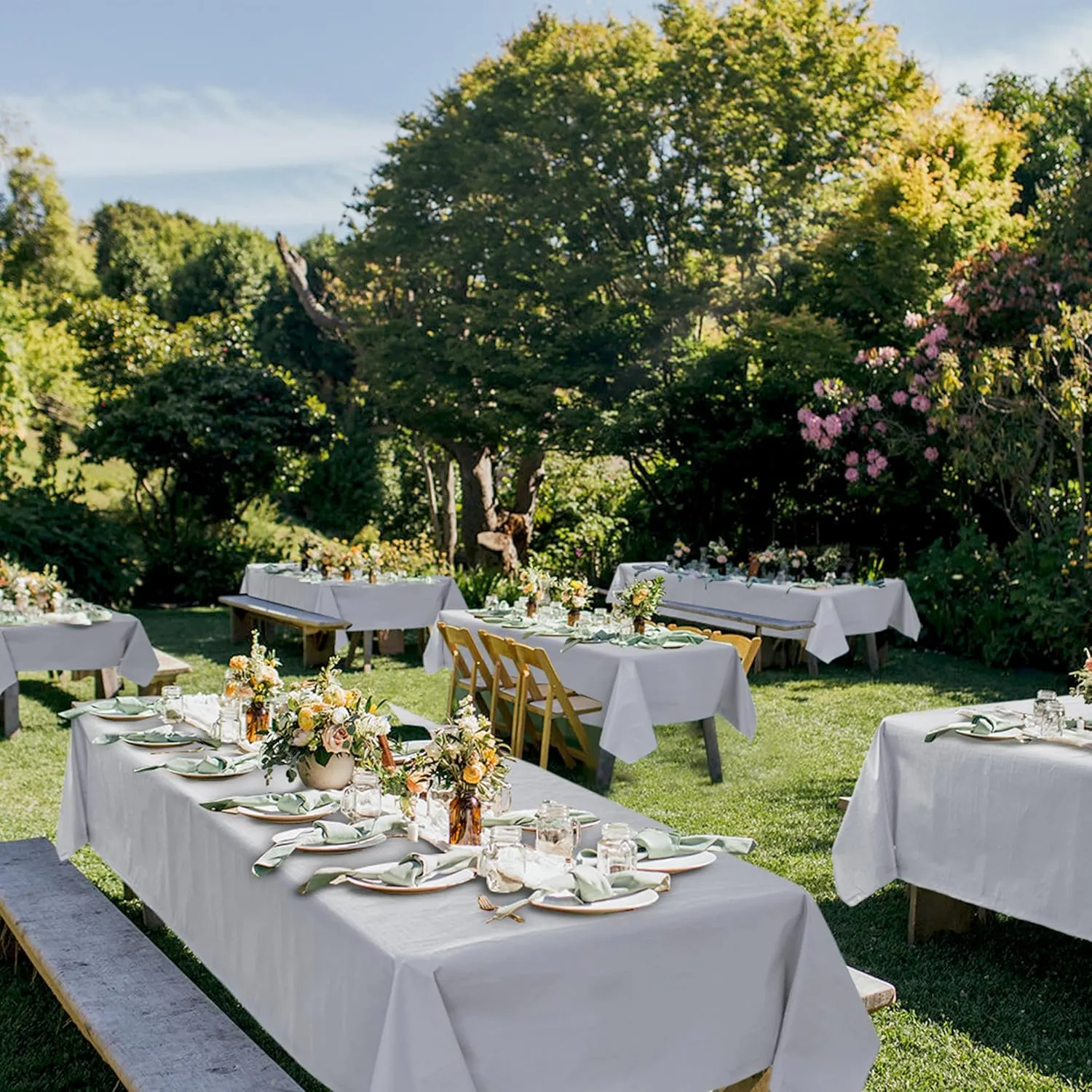 Vinyl Tablecloth with Flannel Backing-6 Pack Grey 60x84 Inch Waterproof PEVA Table Cloth Outdoor Plastic Table Sheets-Wipeable Spillproof Oilcloth Covers for Picnic Party Camping Dining