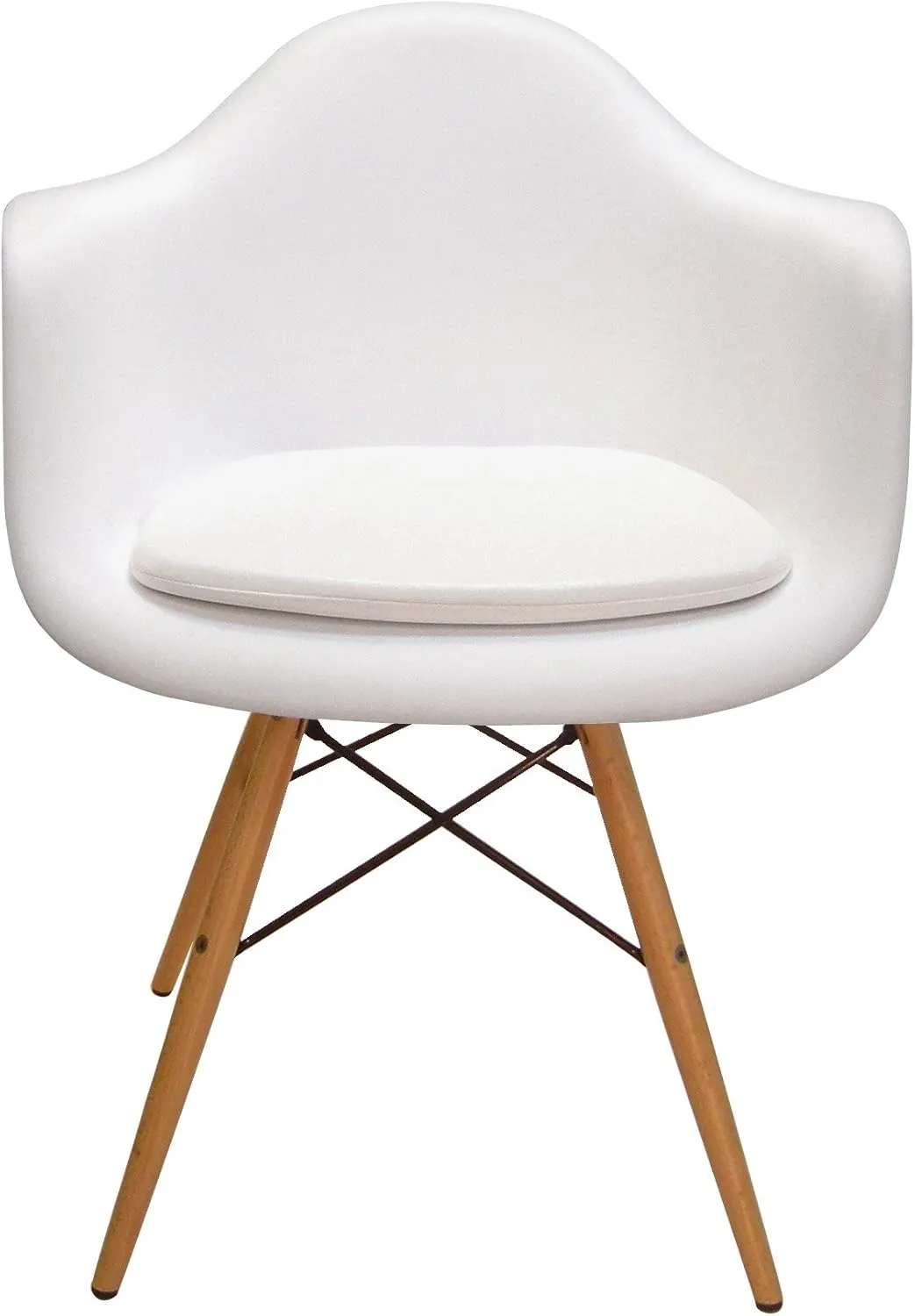 Walbea Retro Cushion for Eames Molded Plastic Arm Chair (White Vinyl)