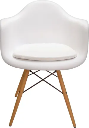 Walbea Retro Cushion for Eames Molded Plastic Arm Chair (White Vinyl)