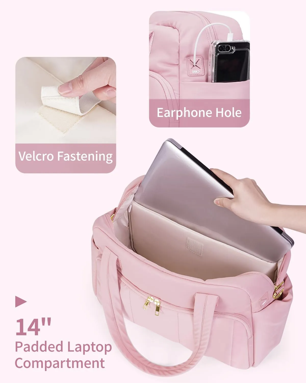 Wandering Nature 17x13x8 Personal Item Bag, Puffer Small Duffle bag for Travel with 14'' Laptop Compartment & Wet Pocket, Lightweight Carry on Weekender Duffle, Vertical pattern