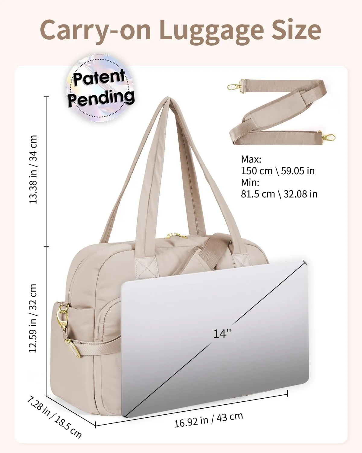 Wandering Nature 17x13x8 Personal Item Bag, Puffer Small Duffle bag for Travel with 14'' Laptop Compartment & Wet Pocket, Lightweight Carry on Weekender Duffle, Wave pattern
