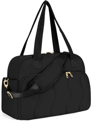 Wandering Nature 17x13x8 Personal Item Bag, Puffer Small Duffle bag for Travel with 14'' Laptop Compartment & Wet Pocket, Lightweight Carry on Weekender Duffle, Wave pattern