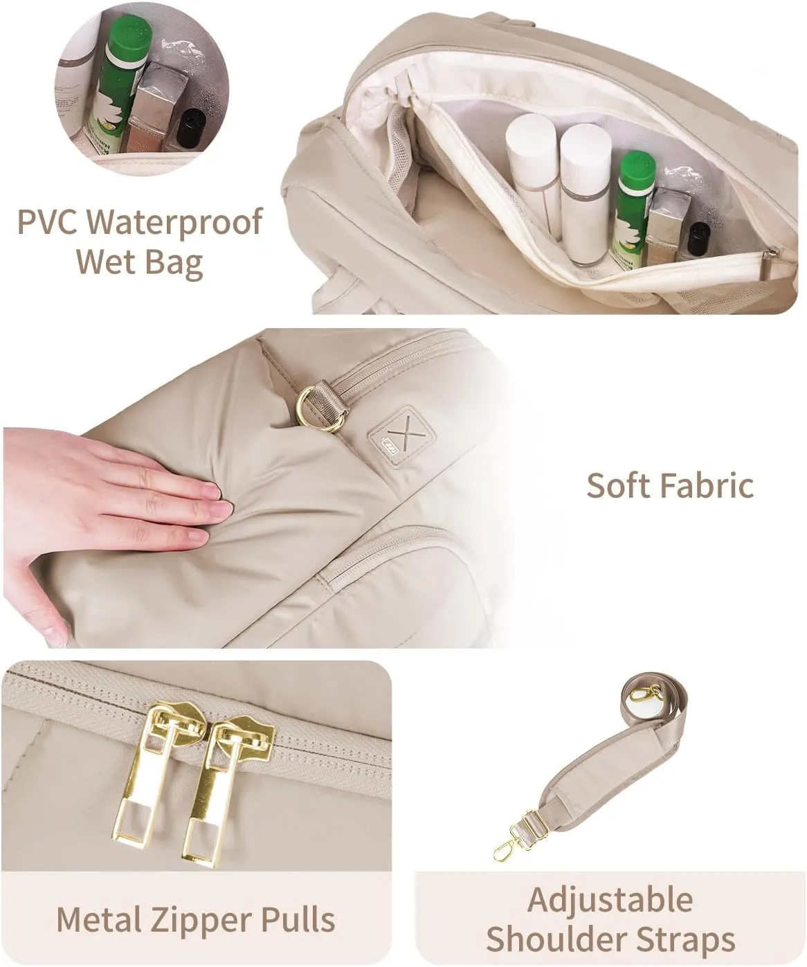 Wandering Nature 17x13x8 Personal Item Bag, Puffer Small Duffle bag for Travel with 14'' Laptop Compartment & Wet Pocket, Lightweight Carry on Weekender Duffle, Wave pattern