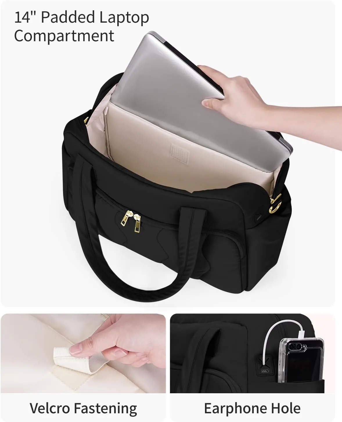 Wandering Nature 17x13x8 Personal Item Bag, Puffer Small Duffle bag for Travel with 14'' Laptop Compartment & Wet Pocket, Lightweight Carry on Weekender Duffle, Wave pattern