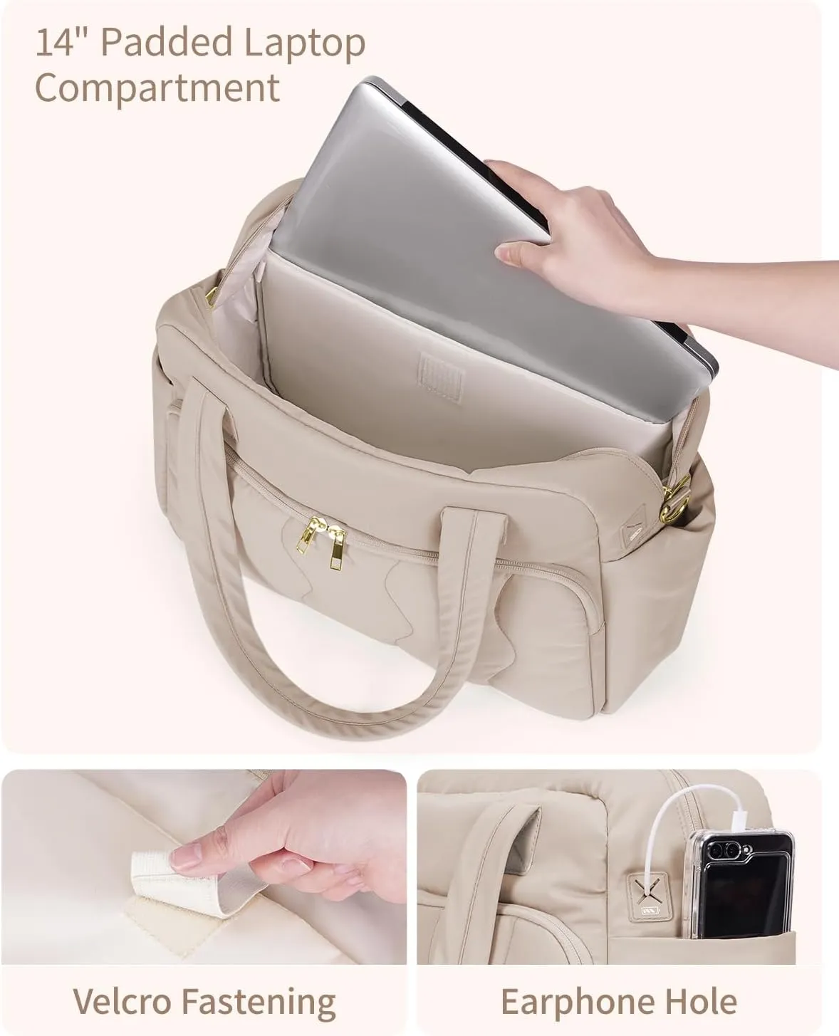 Wandering Nature 17x13x8 Personal Item Bag, Puffer Small Duffle bag for Travel with 14'' Laptop Compartment & Wet Pocket, Lightweight Carry on Weekender Duffle, Wave pattern