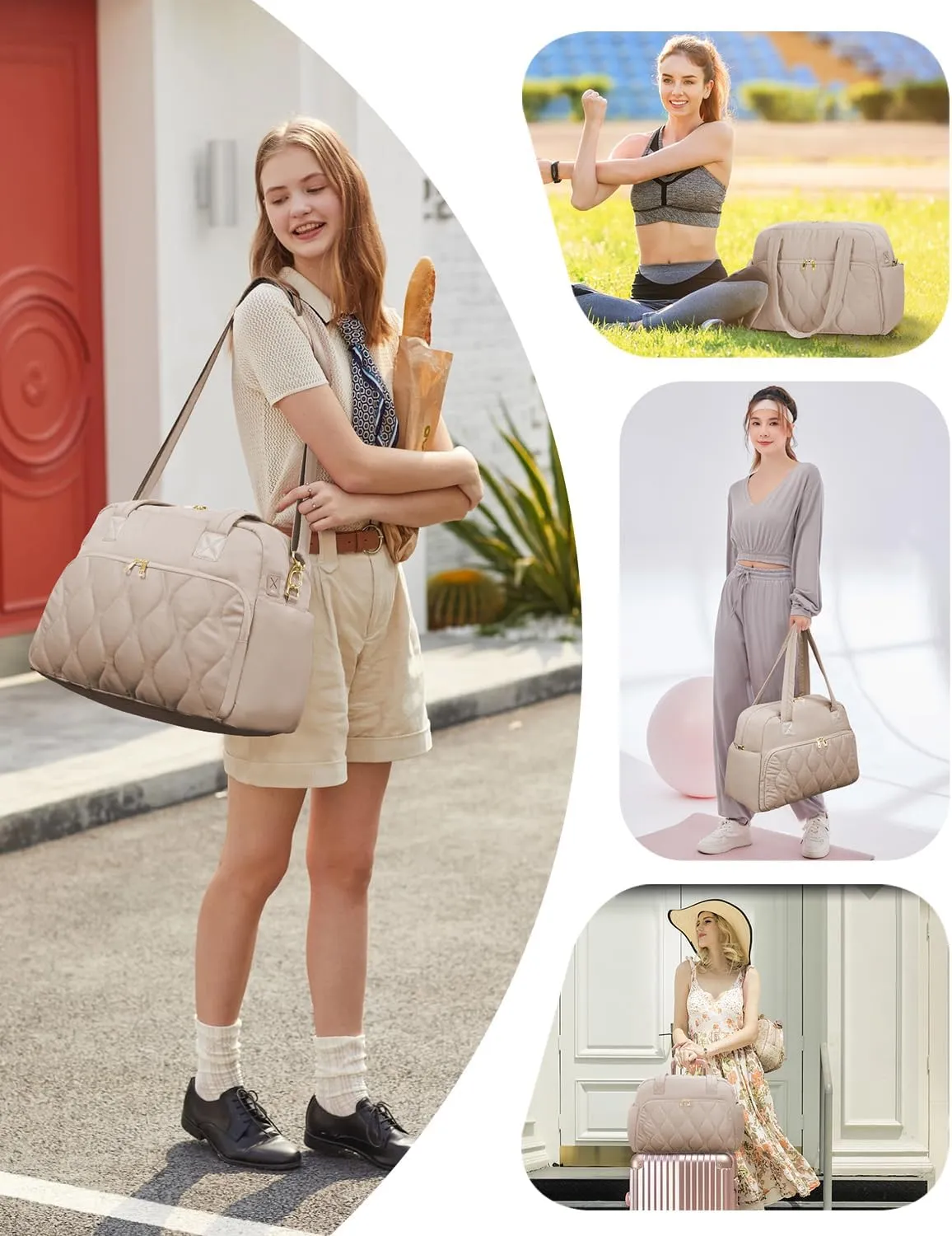 Wandering Nature for Spirit Airlines Personal Item Bag 18x14x8, Puffer Small Duffle bag for Travel with 14'' Laptop Compartment & Wet Pocket, Lightweight Carry on Weekender Duffle, Gourd Pattern