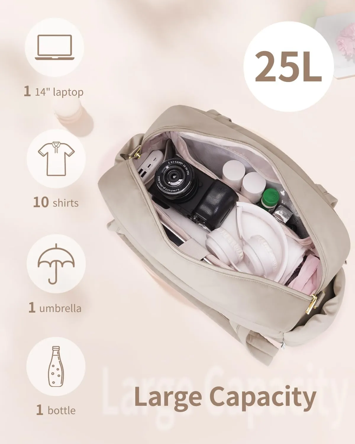 Wandering Nature for Spirit Airlines Personal Item Bag 18x14x8, Puffer Small Duffle bag for Travel with 14'' Laptop Compartment & Wet Pocket, Lightweight Carry on Weekender Duffle, Gourd Pattern