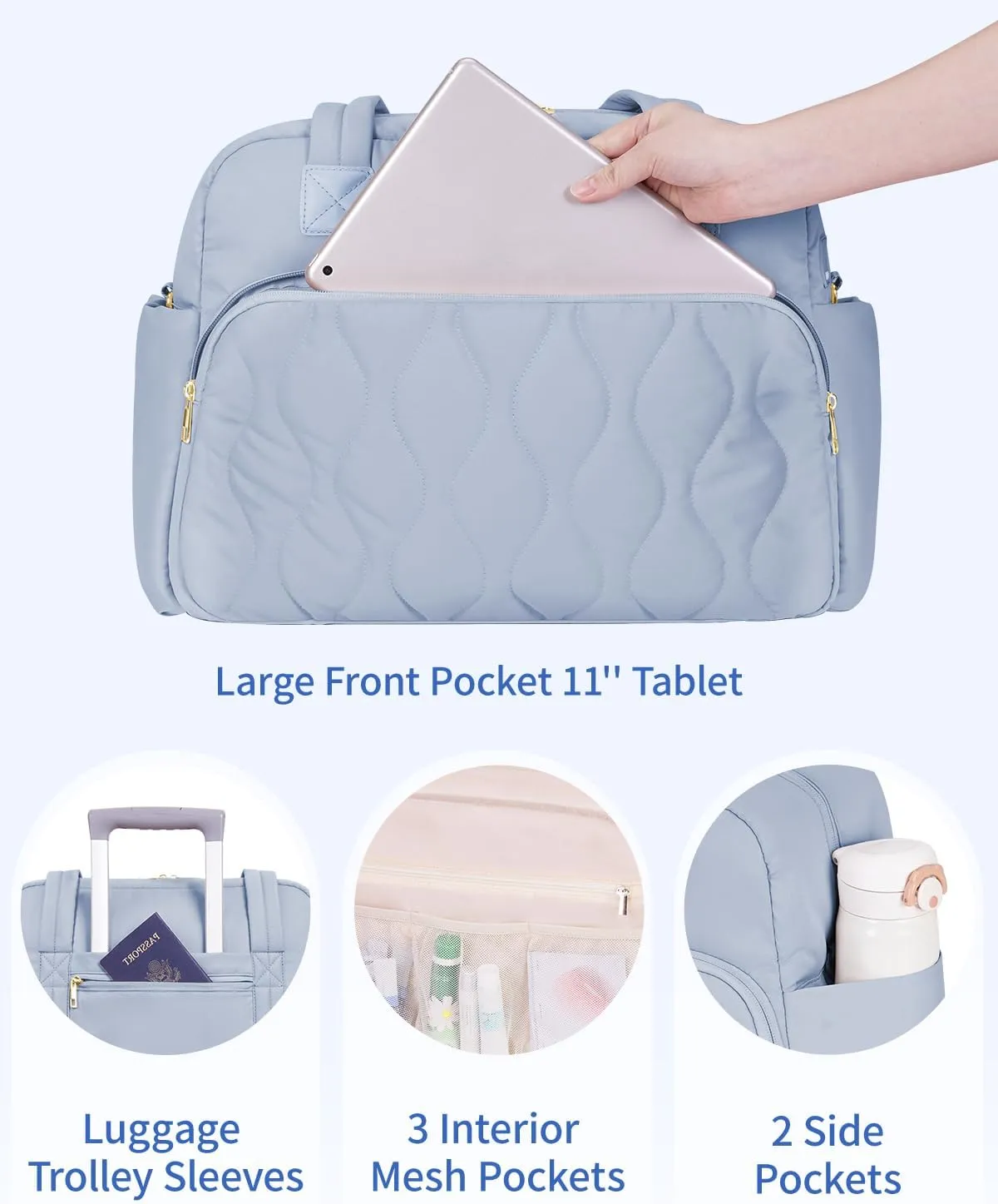 Wandering Nature for Spirit Airlines Personal Item Bag 18x14x8, Puffer Small Duffle bag for Travel with 14'' Laptop Compartment & Wet Pocket, Lightweight Carry on Weekender Duffle, Gourd Pattern