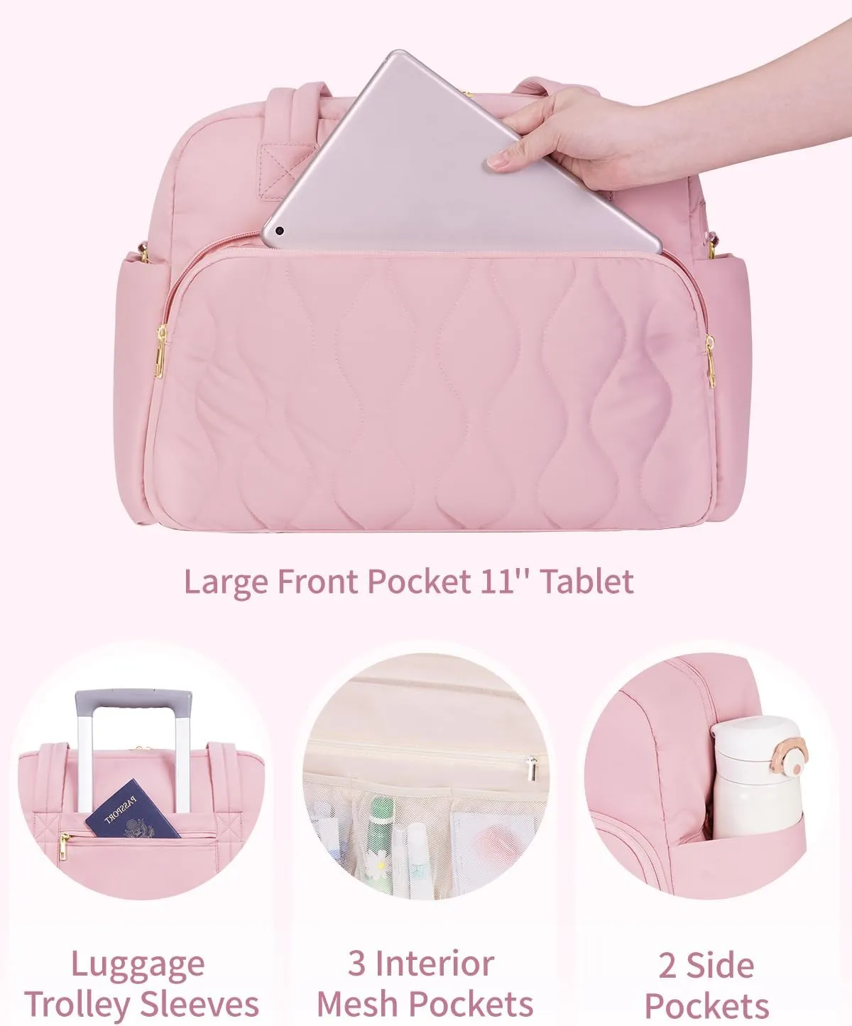Wandering Nature for Spirit Airlines Personal Item Bag 18x14x8, Puffer Small Duffle bag for Travel with 14'' Laptop Compartment & Wet Pocket, Lightweight Carry on Weekender Duffle, Gourd Pattern