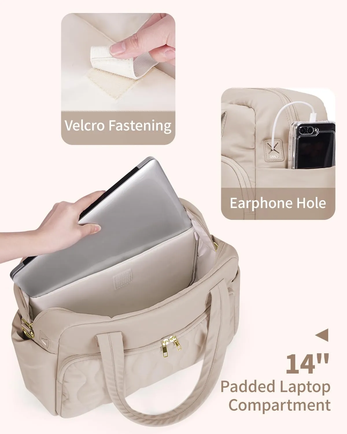 Wandering Nature for Spirit Airlines Personal Item Bag 18x14x8, Puffer Small Duffle bag for Travel with 14'' Laptop Compartment & Wet Pocket, Lightweight Carry on Weekender Duffle, Gourd Pattern