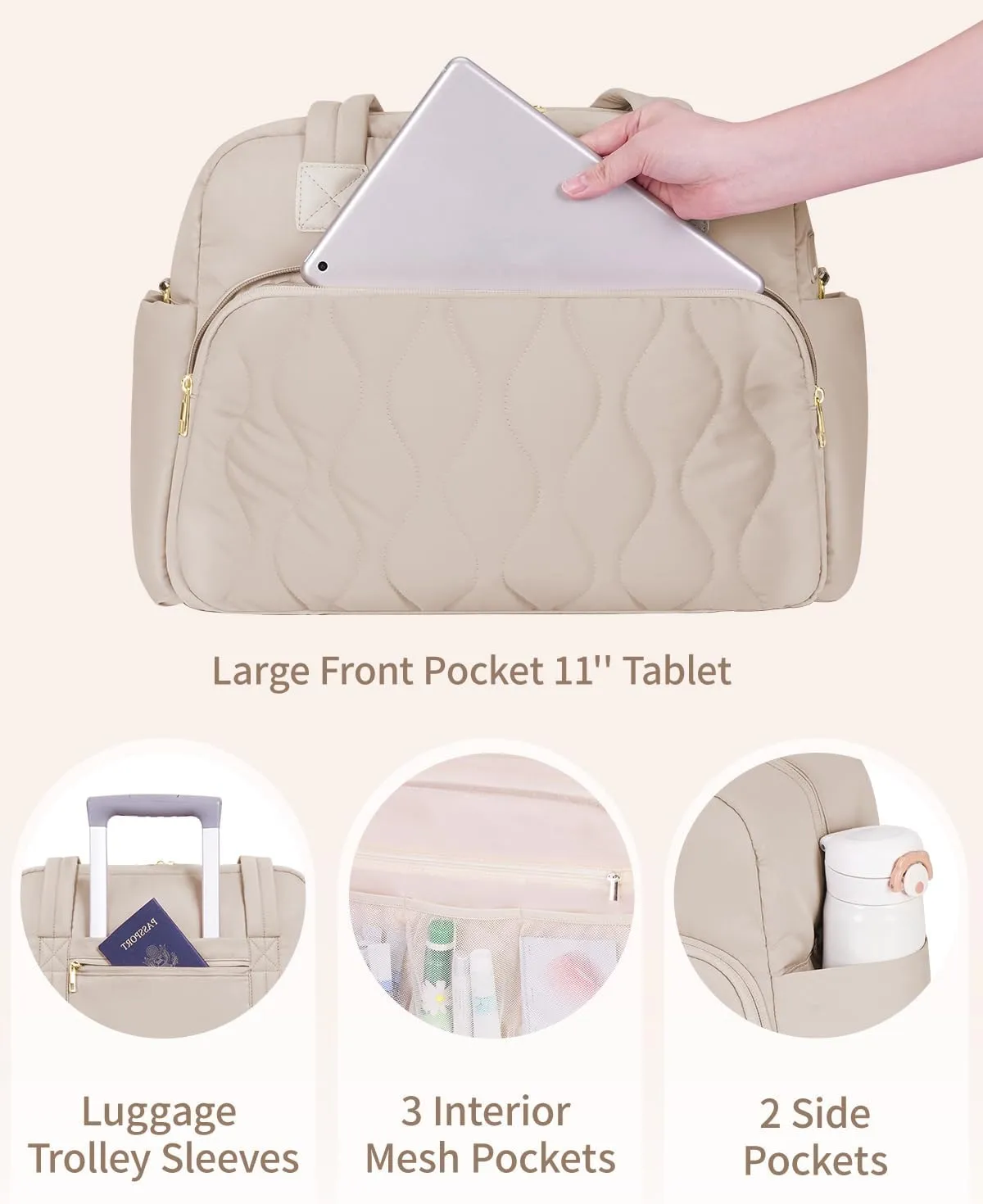 Wandering Nature for Spirit Airlines Personal Item Bag 18x14x8, Puffer Small Duffle bag for Travel with 14'' Laptop Compartment & Wet Pocket, Lightweight Carry on Weekender Duffle, Gourd Pattern