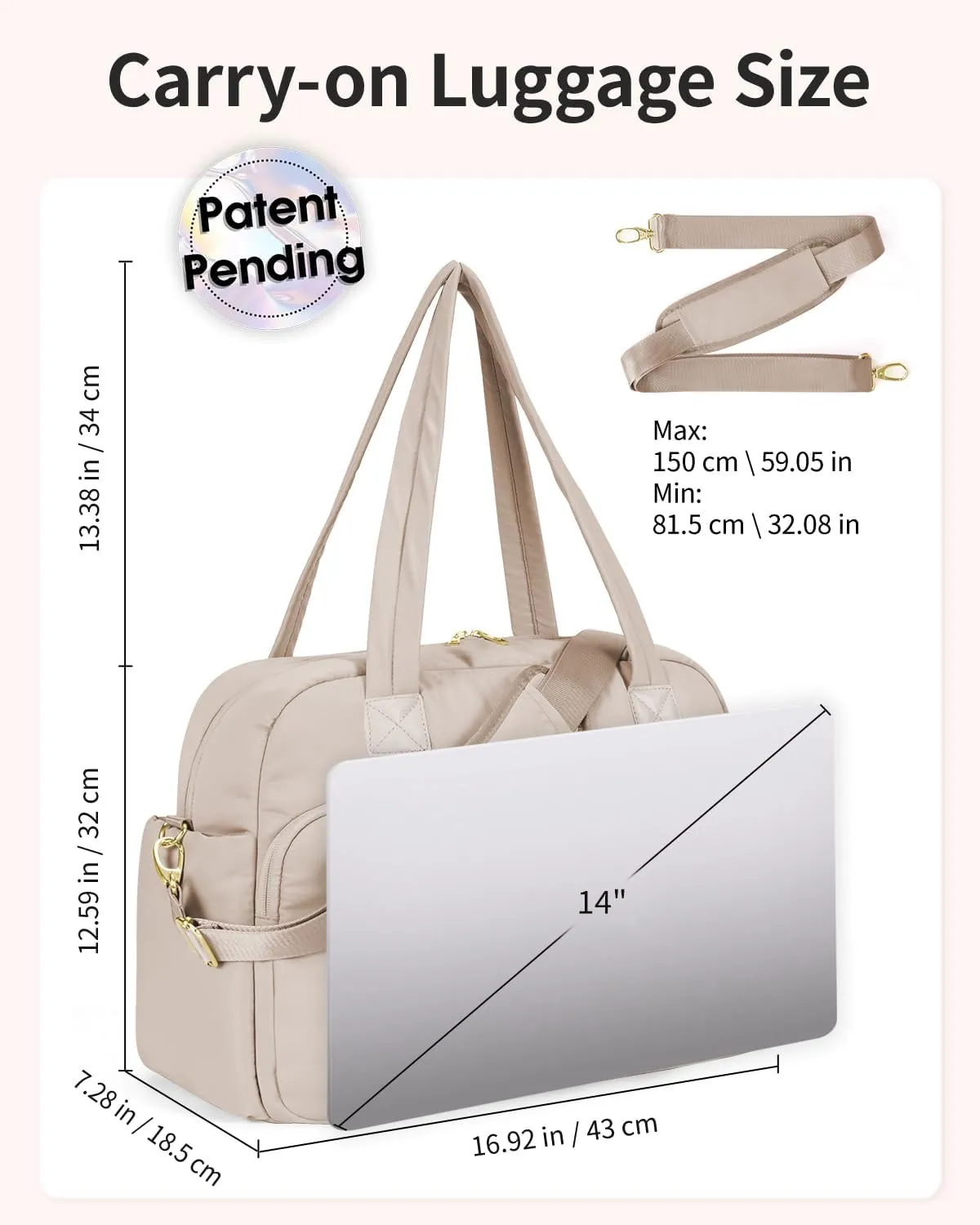 Wandering Nature for Spirit Airlines Personal Item Bag 18x14x8, Puffer Small Duffle bag for Travel with 14'' Laptop Compartment & Wet Pocket, Lightweight Carry on Weekender Duffle, Gourd Pattern