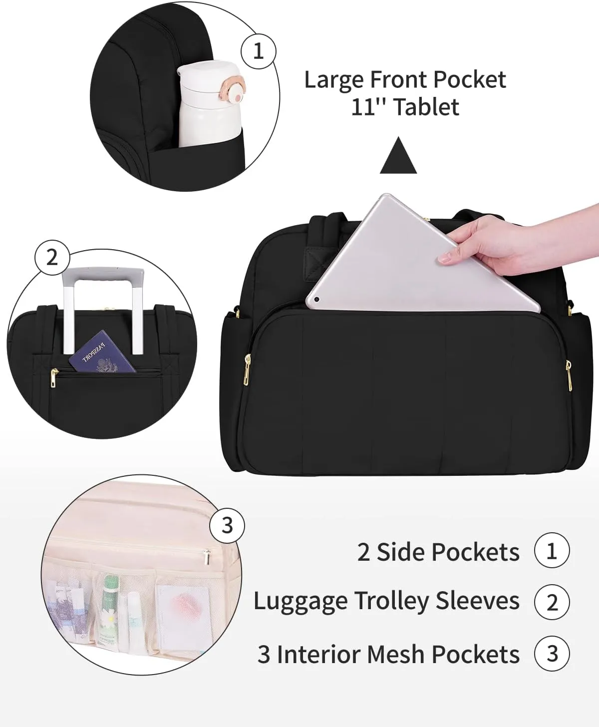 Wandering Nature for Spirit Airlines Personal Item Bag 18x14x8, Puffer Small Duffle bag for Travel with 14'' Laptop Compartment & Wet Pocket, Lightweight Carry on Weekender Duffle, Wave pattern
