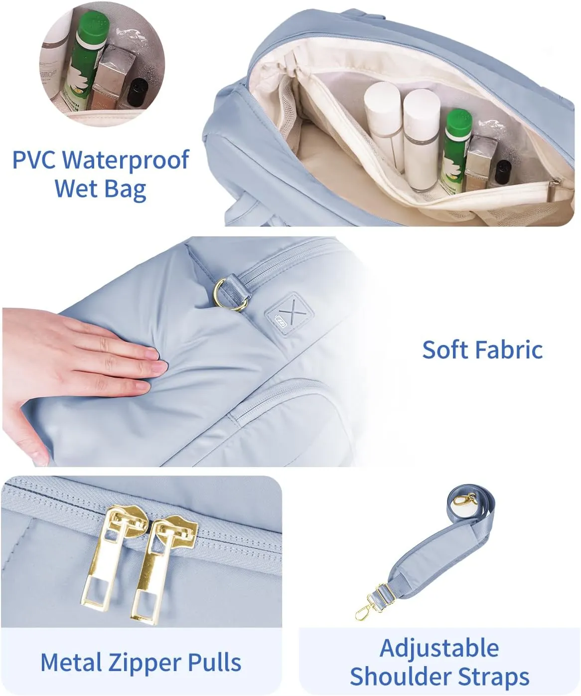 Wandering Nature for Spirit Airlines Personal Item Bag 18x14x8, Puffer Small Duffle bag for Travel with 14'' Laptop Compartment & Wet Pocket, Lightweight Carry on Weekender Duffle, Wave pattern
