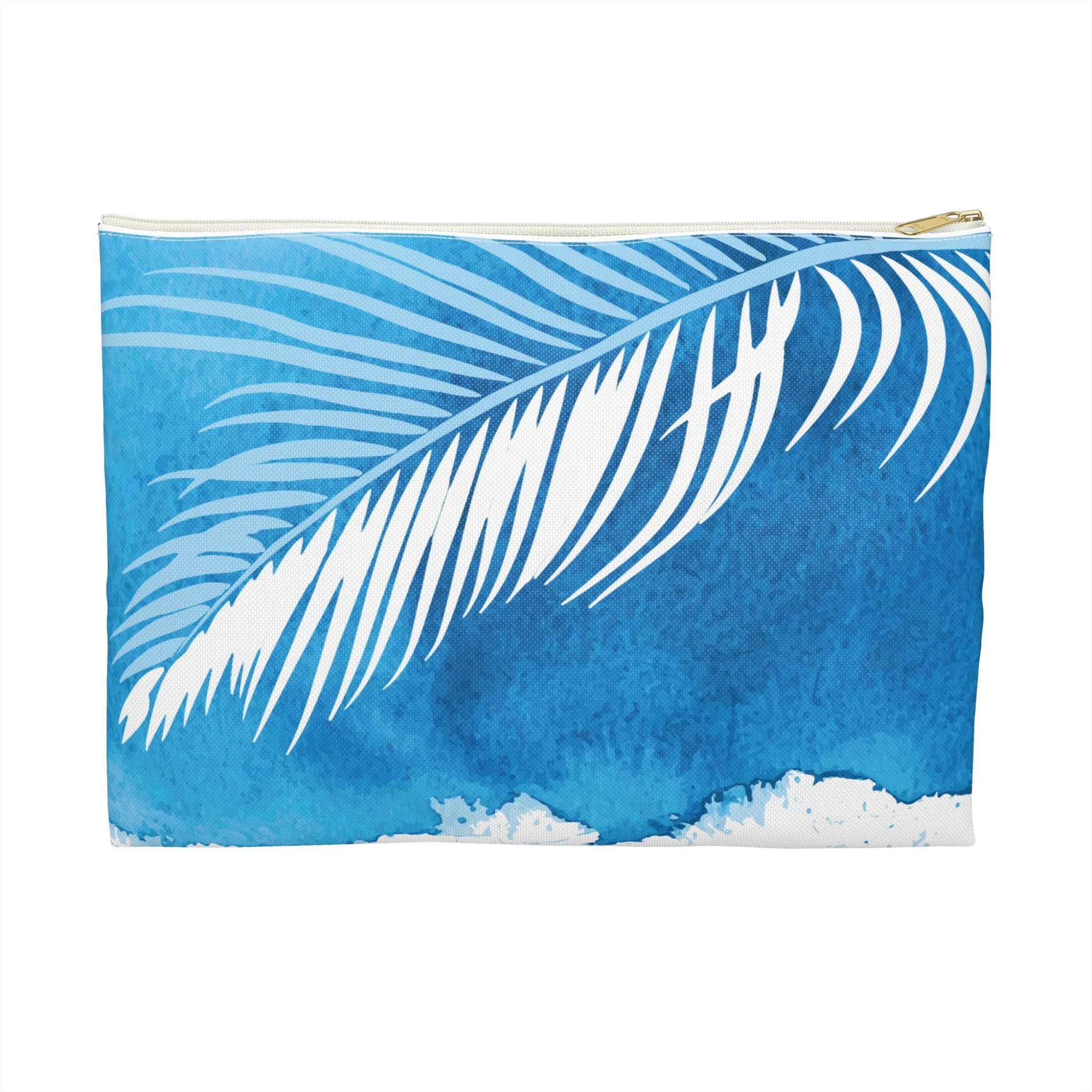 Watercolor Palm Zipper Travel Pouch Bag