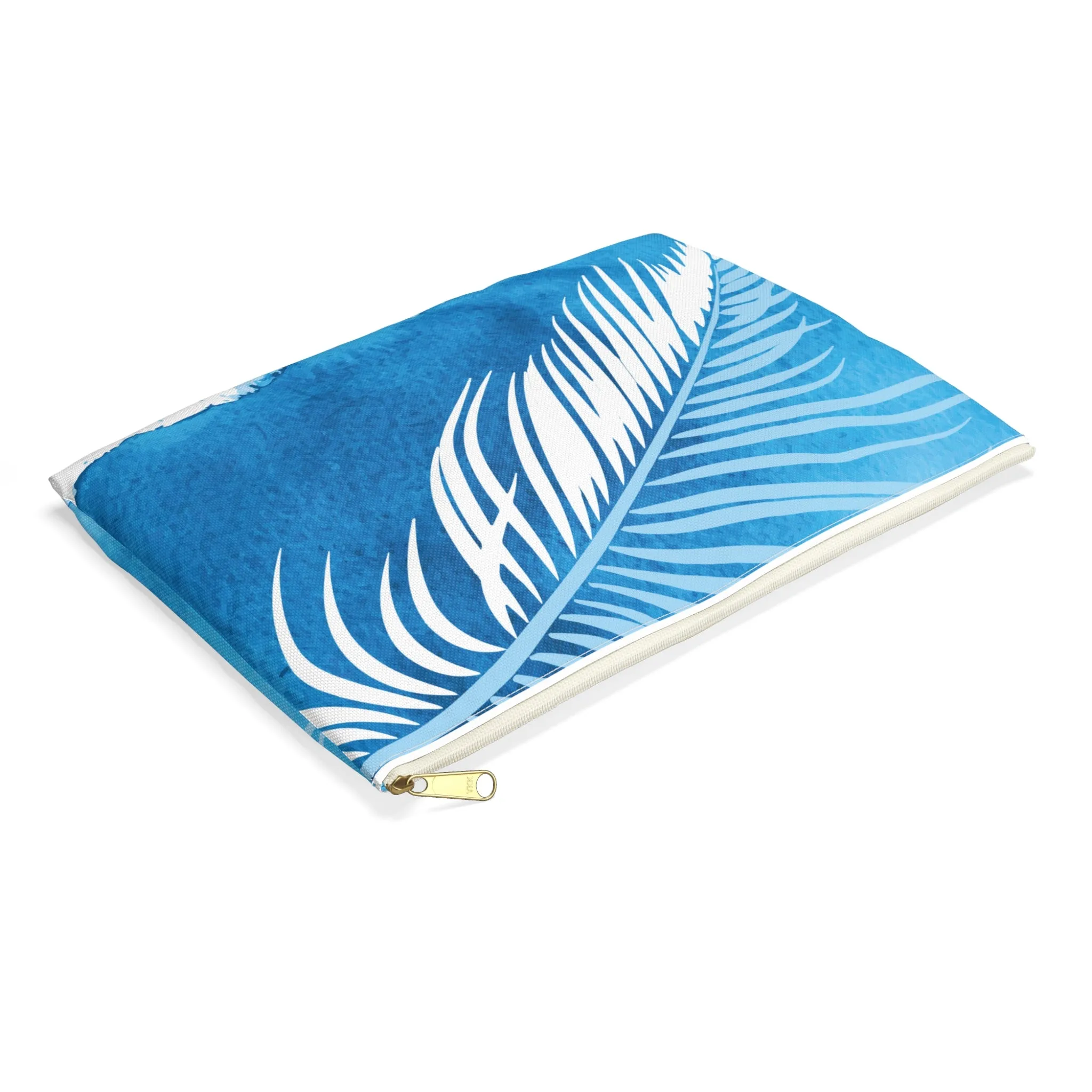 Watercolor Palm Zipper Travel Pouch Bag