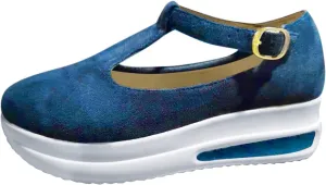 Wedge Sandals for Women Thick Bottom Flats with Arch Support Elastic Ankle Strap Hot Summer Beach Cushion Sandals