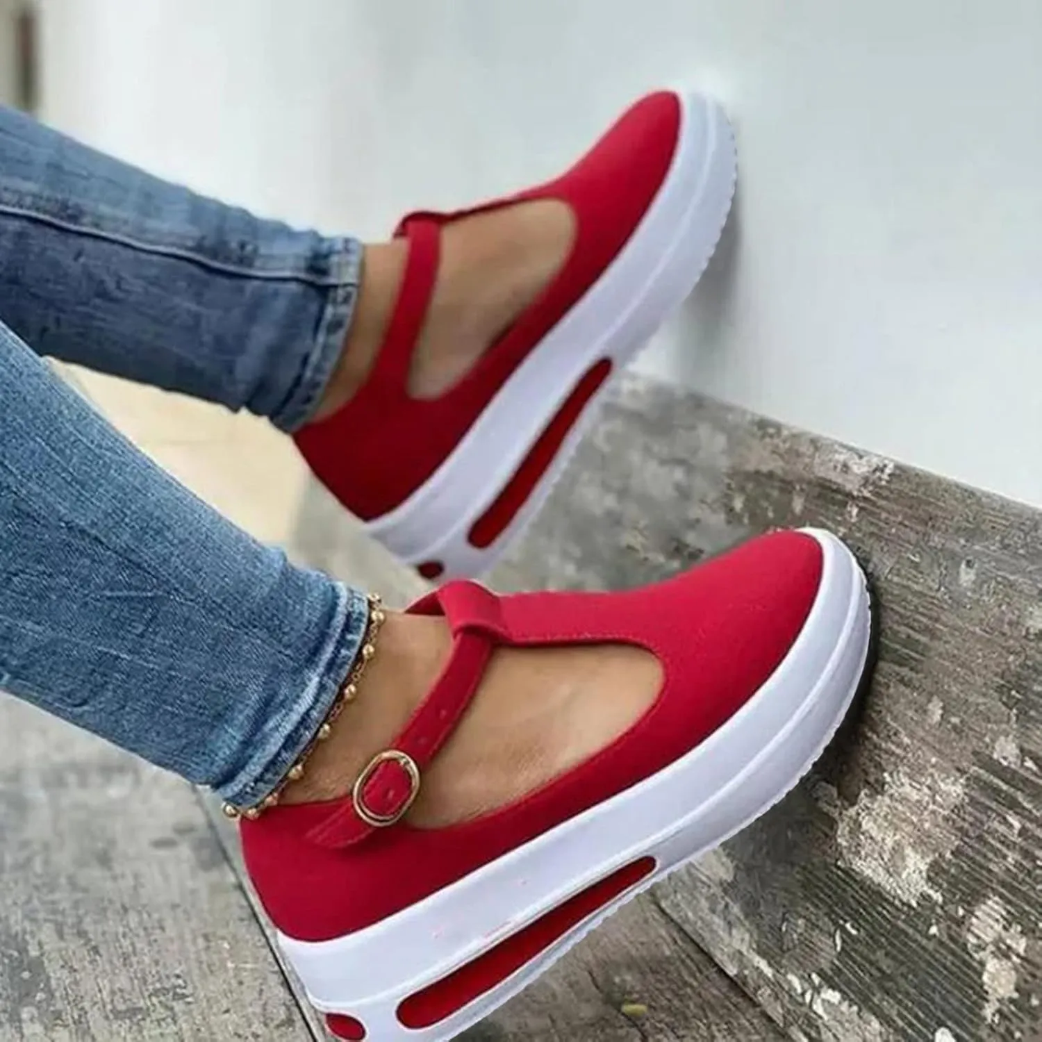 Wedge Sandals for Women Thick Bottom Flats with Arch Support Elastic Ankle Strap Hot Summer Beach Non-Slip Sandals